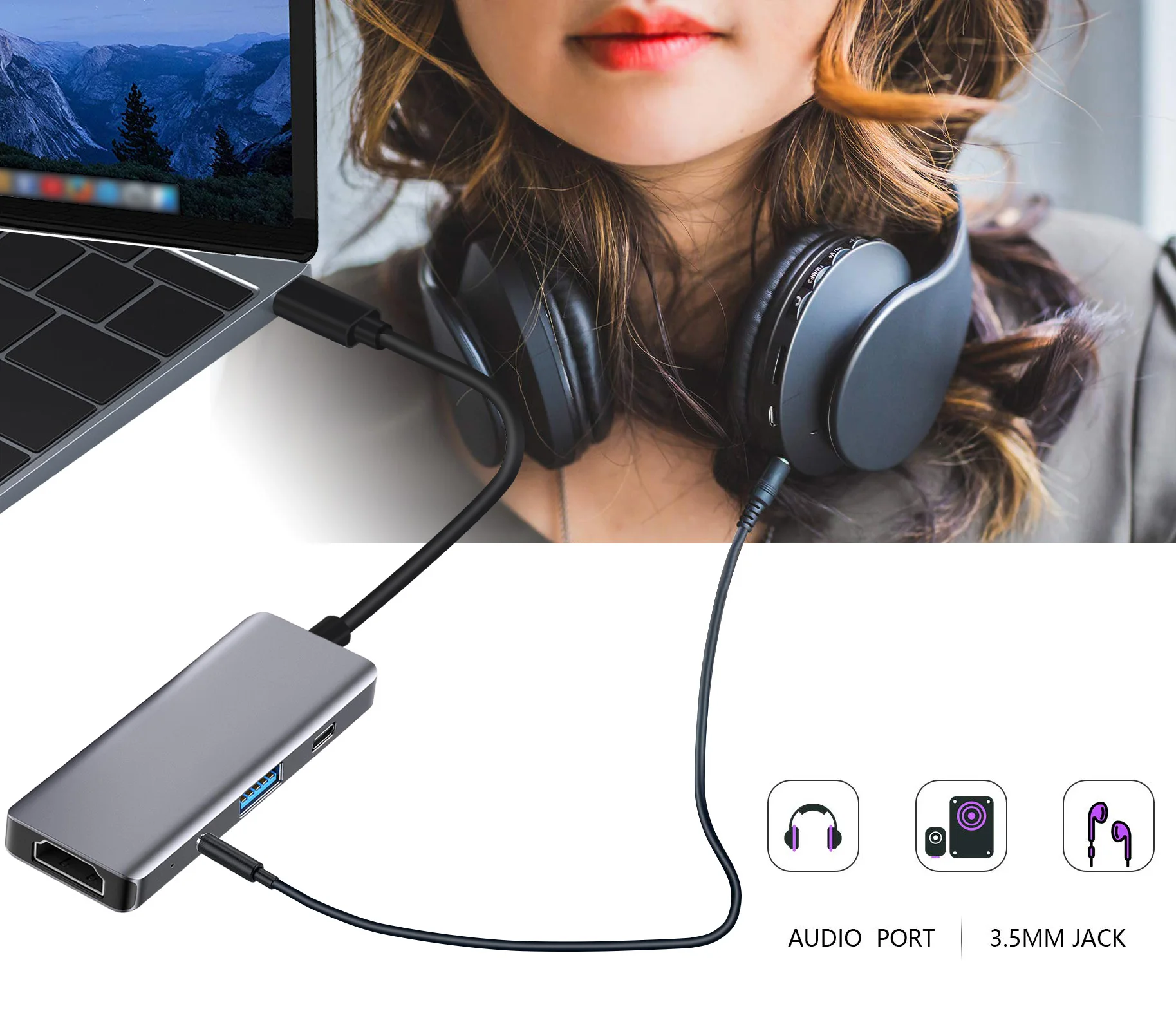 IREALTHINK type-C адаптер usb c концентратор Macbook Pro концентратор Ipad Pro адаптер HDMI адаптер usb-хаб 100 Вт USB C PD зарядка usb3.0 концентратор