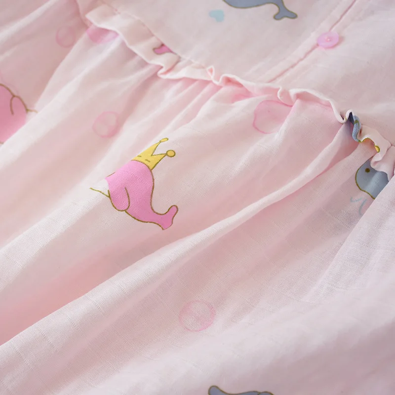 Летние kawaii мультфильм хлопок женские ночные рубашки Ночное платье японский Повседневный короткий рукав домашняя пижама для женщин
