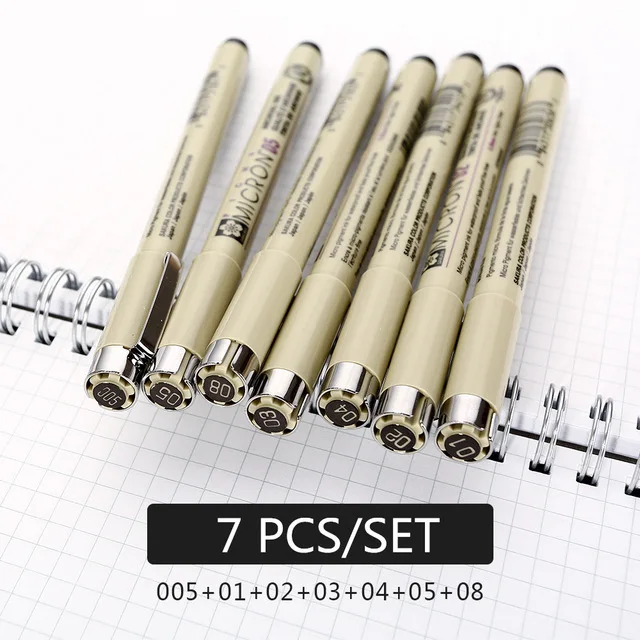 New 9x Sakura Pigma Micron Drawing Pen 005 01 02 03 04 05 08 1.0