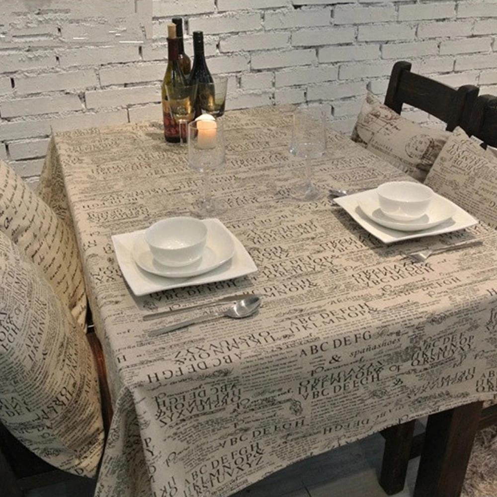 Cotton& Linen Table Cloth Rectangle Dust-proof Tablecloth Coffee Dinner Table Cover for Home/Restaurant 100*140cm