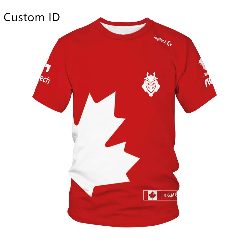 CSGO LOL Gaming Peripheral G2 T-shirt Player Tight Uniform Canada Jersey Men's and Women's Short Sleeve Shirt | Мужская одежда