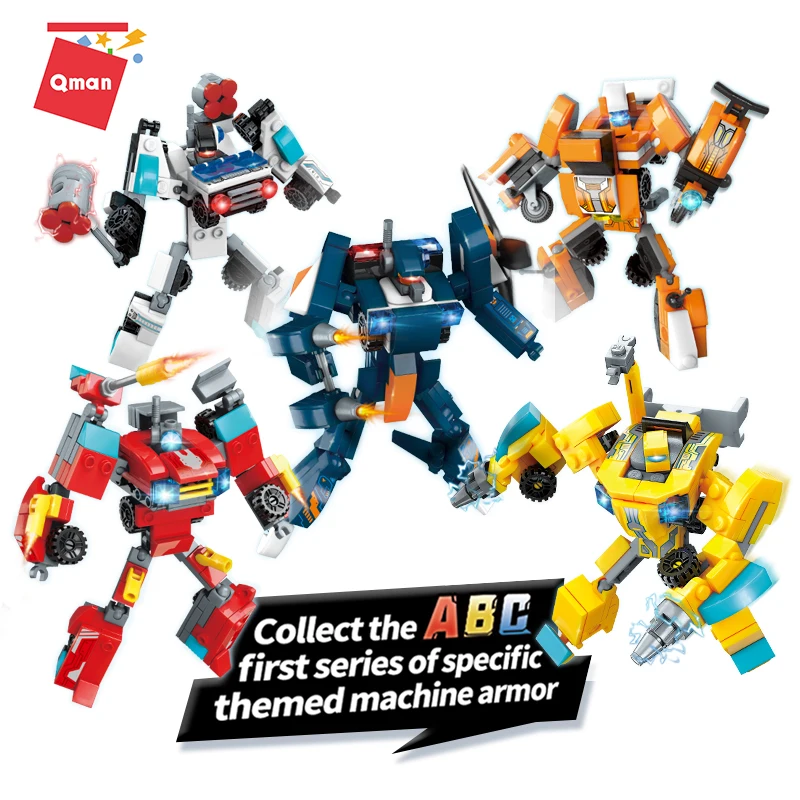 

Qman New 2020 Transformation Action Toys Building Block Sets 5in1 Robot Deformation Car Bricks BEST Gift For Education Children