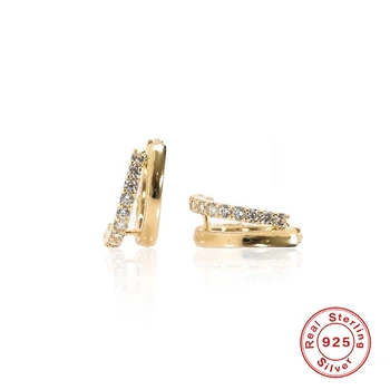 

925 Sterling Silver Hoop Earrings For Women Glossy Zircon Crystal Earring Hoops Earings Luxury Circle Round Jewelry Pendientes