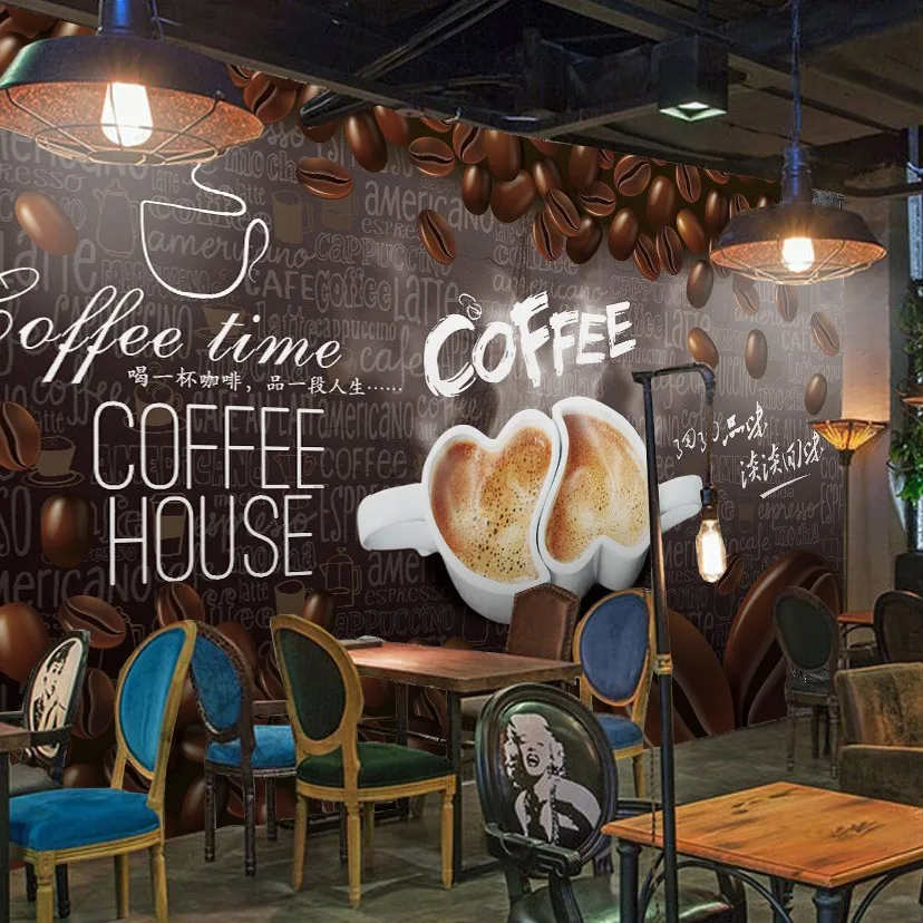 

Free shipping custom wallpapers Europe and the United States retro retro oil painting bar coffee shop theme buffet leisure bar