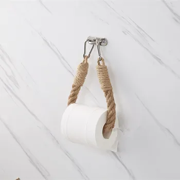 

Vintage Hemp Rope Towel Toilet Paper Reel Roll Holder Ins Wall Mount Towel Holder Bathroom Toilet Home Hotels Decoration QLY1043