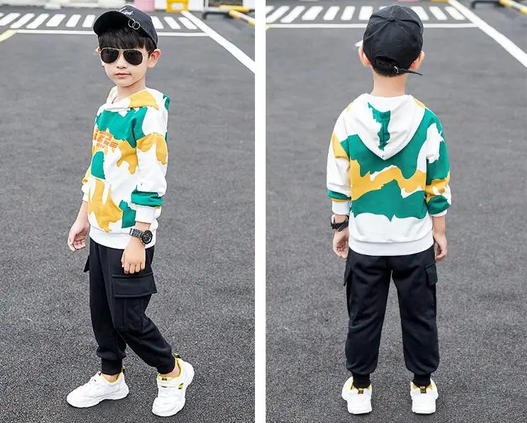8.7 QQ1024 Boy Sports Suit New Arrival Printed Fashion Kids Suit 110-160cm Big Boys suits Retail