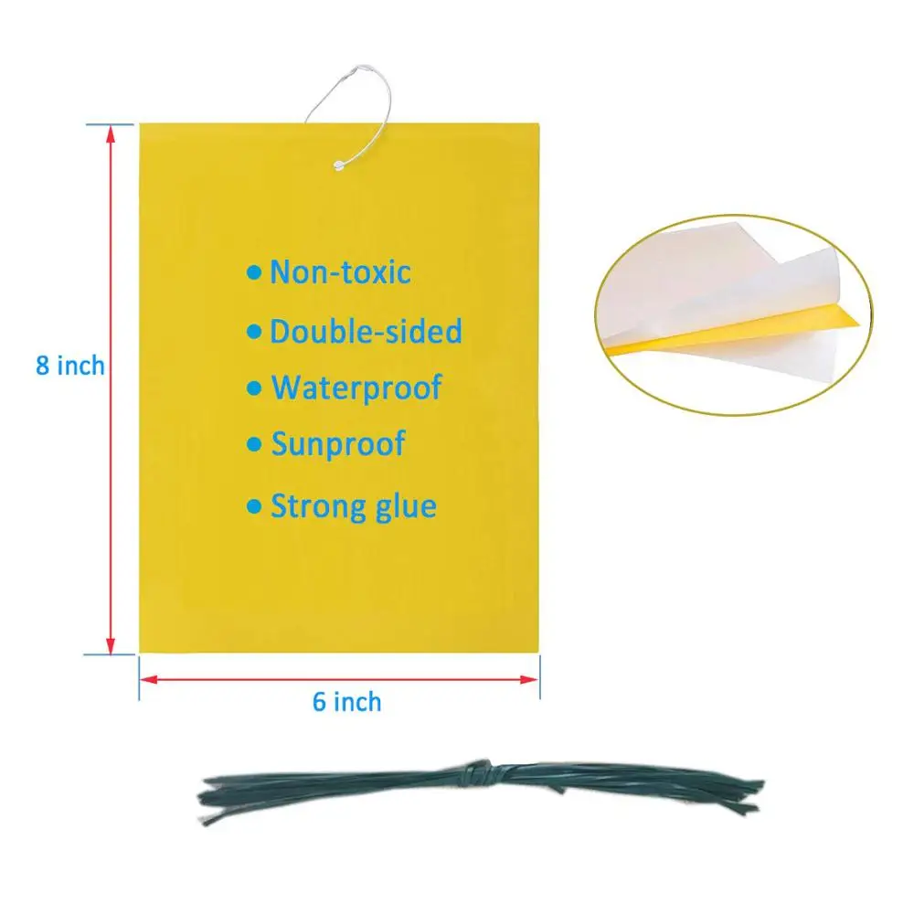 Two-sided Stickers Glue Fruit Fly Bug Killer Insects Yellow Hang Catcher Fly Trap Board Pest Control Kitchen Farm Plant Garden Two-sided Stickers Glue Fruit Fly Bug Killer Insects Yellow Hang Catcher Fly Trap Board Pest Control Kitchen Farm Plant Garden