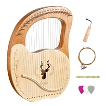 Cega – 21 cordes en métal pour harpe Lyre, planche en épicéa, acajou, Instrument et réglage, clé, picots de cordes, autocollant de Note