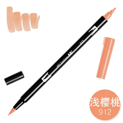 1 шт. TOMBOW AB-T Япония 96 цветов художественная кисть Ручка Двойные головки маркер Профессиональный водный маркер ручка живопись Kawaii канцелярские принадлежности - Цвет: 912