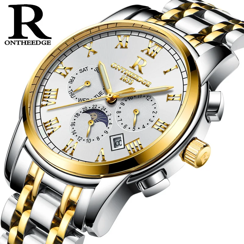 

Ruizhiyuan ontheedge Mechanical Wrist Watch Fine Steel Belt Hollow out Men Watch Night Light MEN'S Watch Rzy016