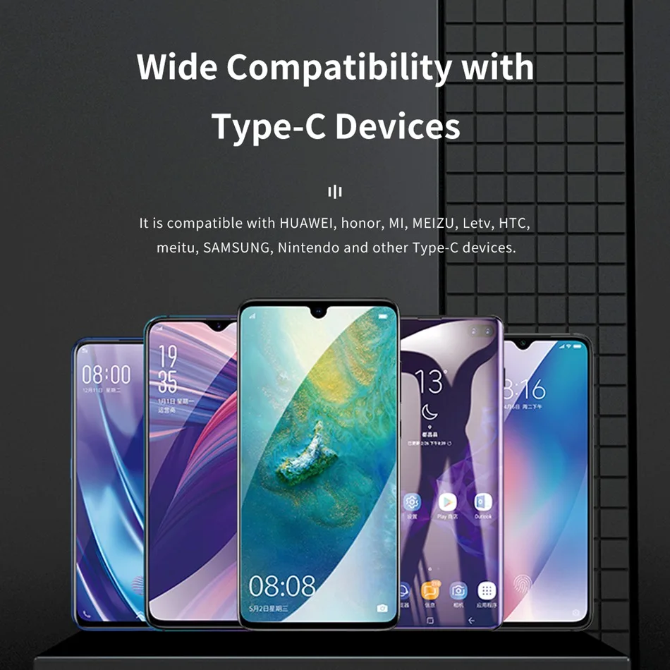 ROCK 5A usb type C кабель для huawei mate 20 P30 P20 Pro Lite мобильный телефон USB-C быстрой зарядки и синхронизации данных кабель type-C