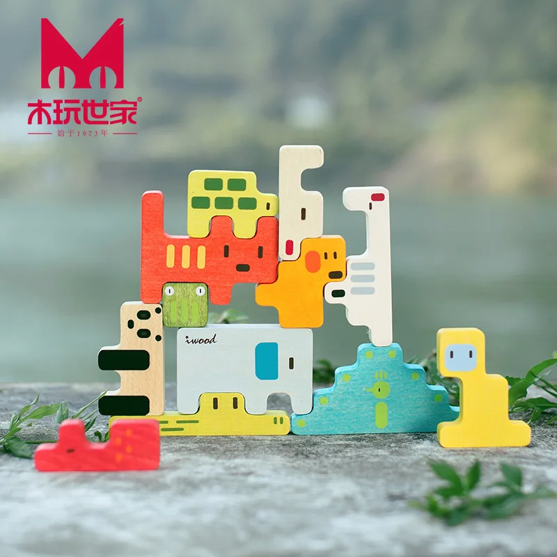 

Muwanshijia Hot Sales Wooden Building Blocks Toy Love Wooden Mascot Small Animal Theme Building Blocks Baby Educational Early Ch