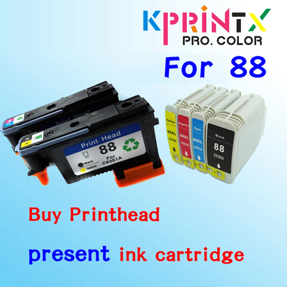 Лучшие продажи совместимый для hp88 печатающая головка(1BY+ 1MC)+ 88 чернильный картридж(1BK+ 1C+ 1M+ 1Y) для 88 K550 K5400 K8600 L550