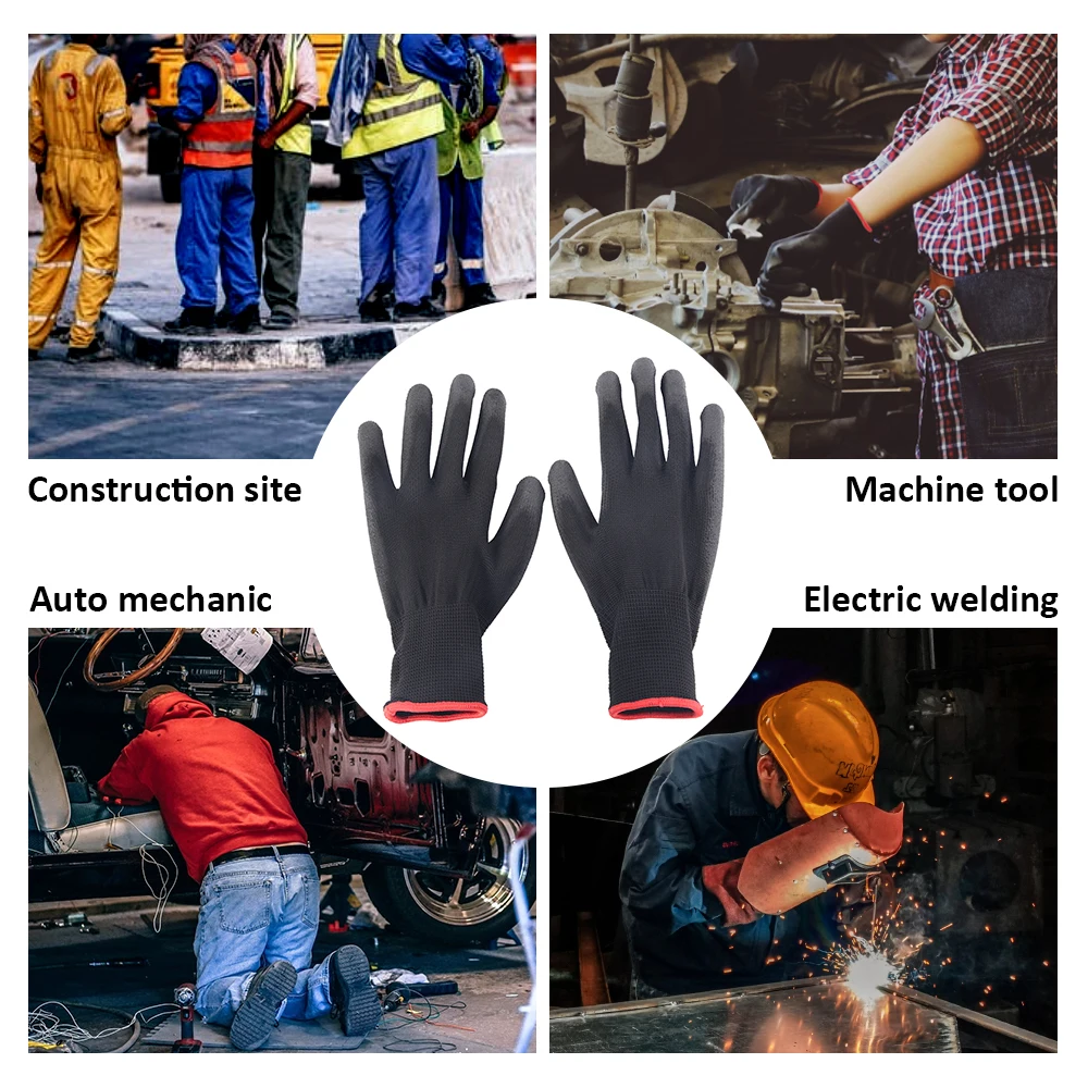 Work Gloves Safety Coated PU With Palm Coating For Carpenter Repair