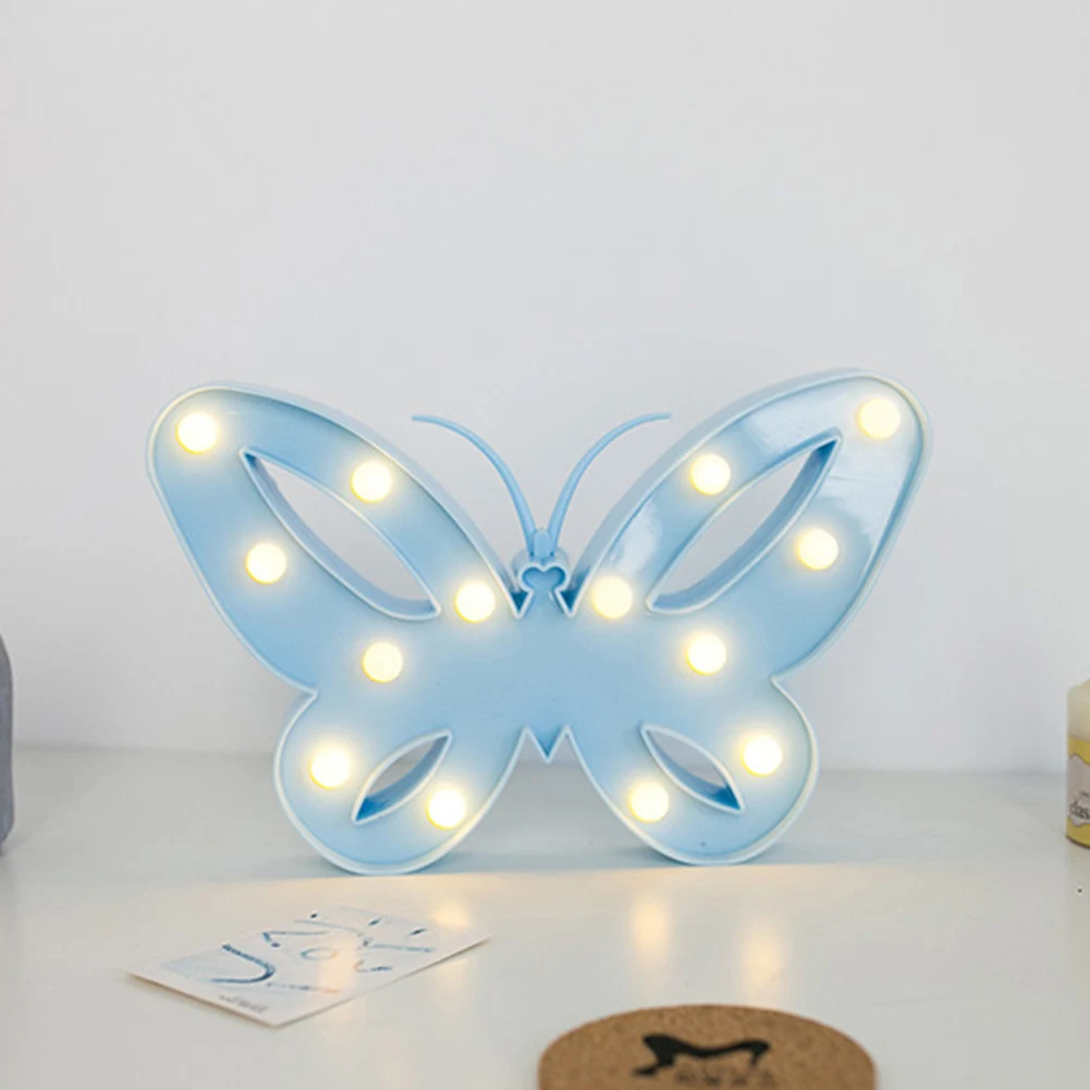 Indoor Gift Sleeping PVC LED Marquee Wall Hanging Desktop Butterfly Night Light Home Decor Living Room Party Baby Kids Bedroom