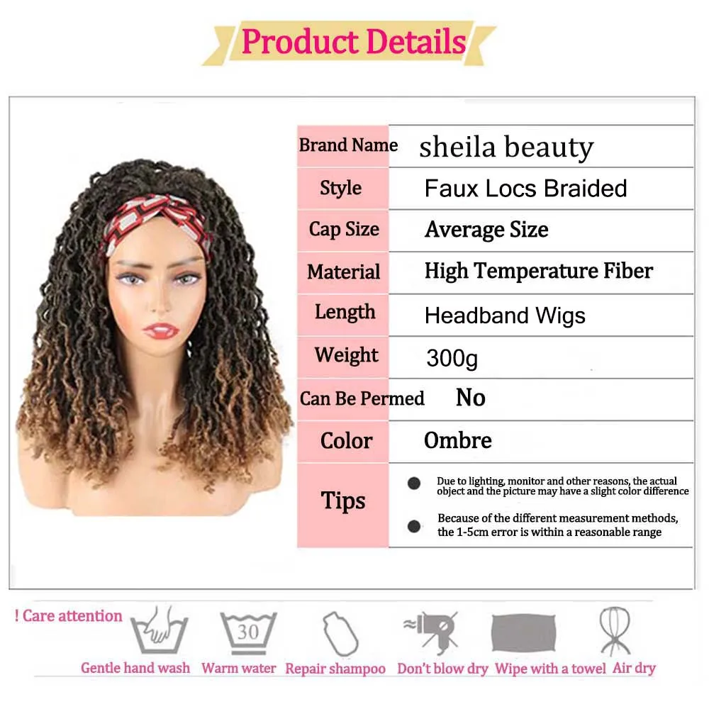 Faux Locs Synthetic Braided Headband Wigs Long Dreadlocks Goddess Nu Locs Curly Wig Freetress Twist Crochet Hair for Women