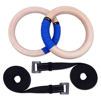 

Wooden 28/32 mm Gymnastic Ring with Adjustable Straps Crossfit Home Gym Fitness Pull Ups Strength Training Gymnastics Equipment