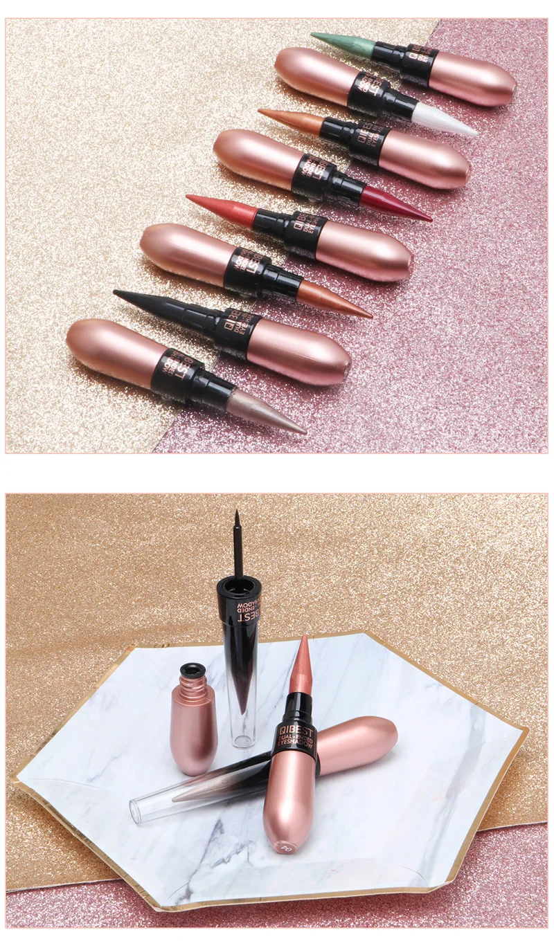 2 in 1 Eyes Makeup Eye Shadow+ Liner Combination Waterproof Shimmer Eyeshadow Cream Stick Make up Black Eye Liner Pencil Kit