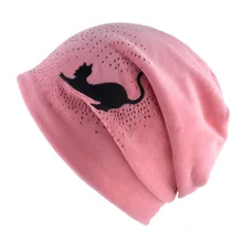 Новые шапки NUZADA, Женская осенне-зимняя шапка с милым котенком, детская шапка для девочек, двухслойная ткань
