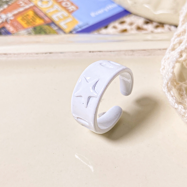 Korea Colorful Fashion Resin Fruit Ring Set Metal Geometric Irregular Open Rings for Women Party Wedding Jewelry Ring Set