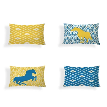 

Geometric Background Horse Blue Yellow Ecorative Pillowcase Rectangular Quadrilateral Zigzag Stripes Rectangular Waist Pillowcas