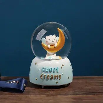 

13cm Glass Ball Music Boxes Night Light Musical Snow Globe Music Box Ornament Birthday Gift for Christmas Valentine's Day