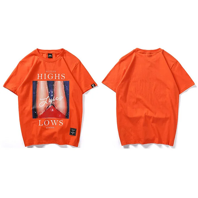 A18731 Orange Новинка, забавная футболка, сексуальная, с принтом бедра, хип-хоп, футболка, уличная мода, летняя, повседневная, короткий рукав, топы, футболка, хлопок - Цвет: A18731 Orange