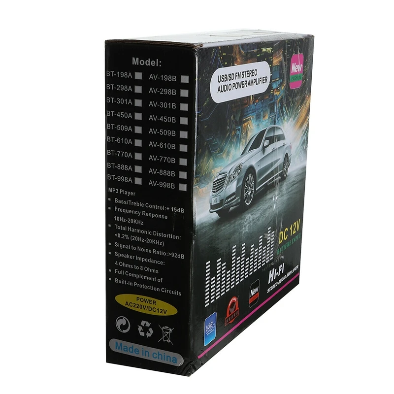 600 Вт Bluetooth стерео усилитель звука для автомобиля дома HiFi Музыка SD USB FM AMP 12 В/220 В