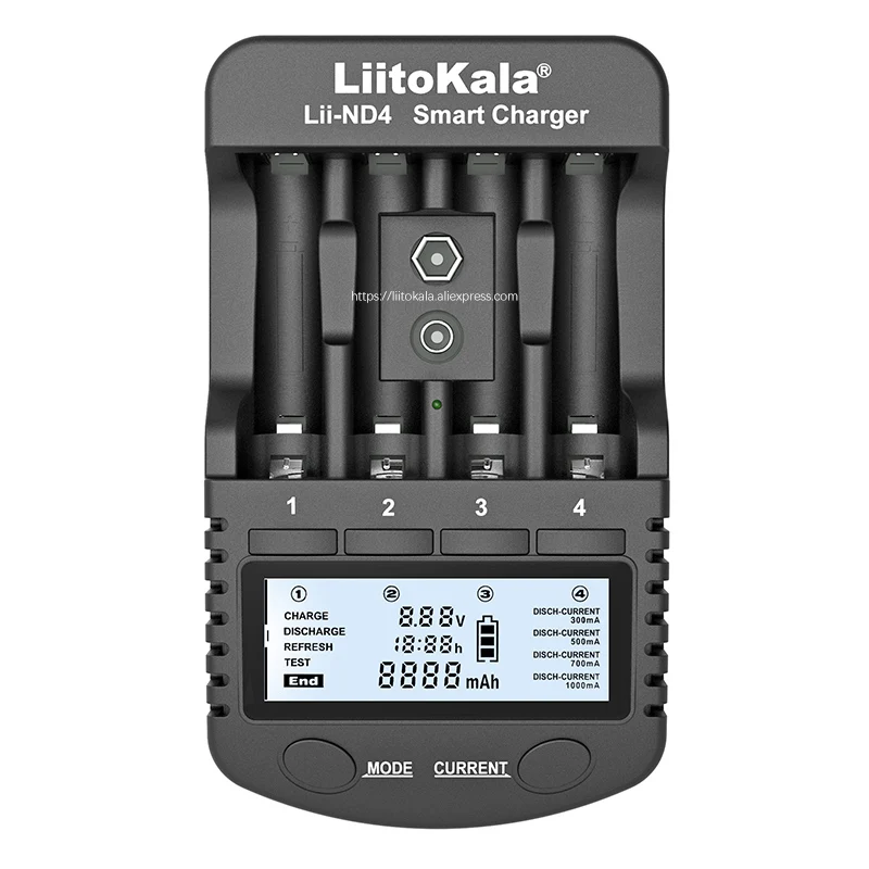 Battery Charger LiitoKala Lii-ND4 NiMH/Cd charger aa aaa charger LCD Display Test battery capacity 1.2V aa aaa 9V batteries