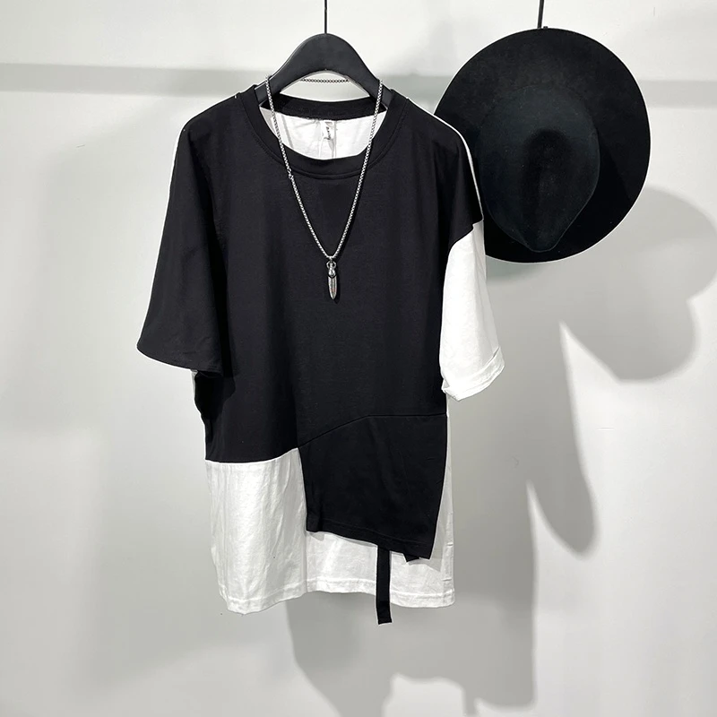 

Men's Short Sleeve T Shirt Summer New Fashion Personality False Two Casual Loose Large Size Half Sleeve T Shirt