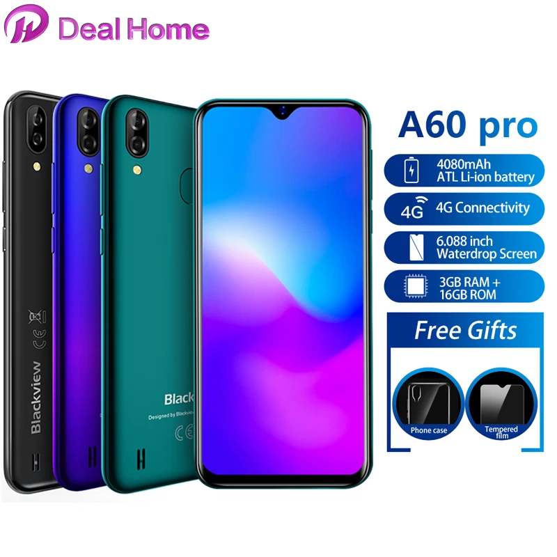 Blackview A60 Pro 6,08" экран капли воды мобильный телефон Android 9,0 4080 мАч MTK6761 Двойные камеры 4G мобильный телефон