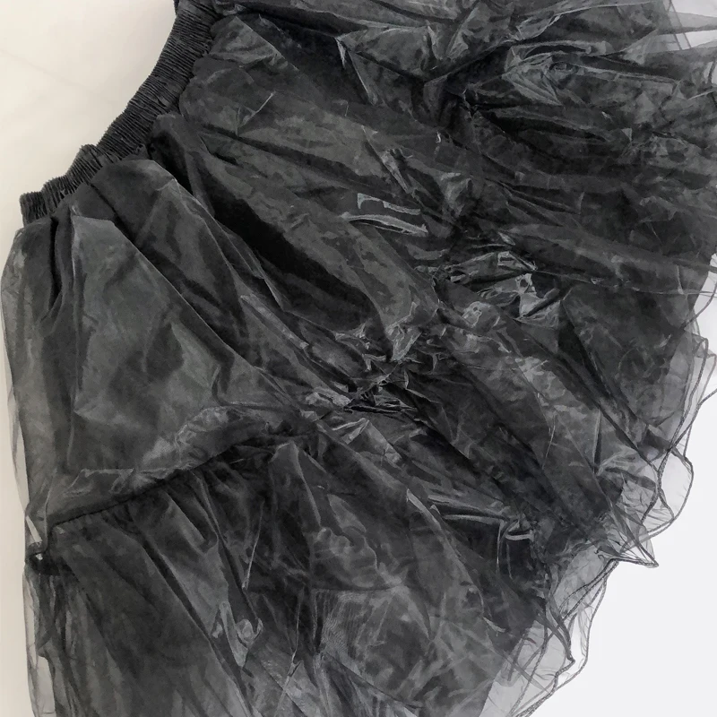 Elegant lady elastic waist crystal yarn Petticoat Crinoline ballet skirt bride costume Crinoline sexy black pleated mini skirt