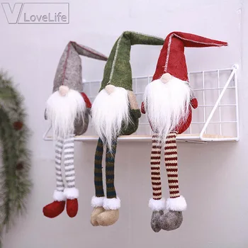 

Christmas Decoration Santa Claus Dolls Red Gray Green New Year Hanging Home Christmas Favor Party Decor Holiday Supplies