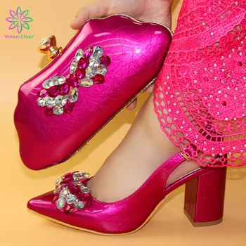 

New Fashion African Wedding Italian Shoe and Bag Sets Decorate Sales In Women Matching Shoes and Bag Set Womens Shoes Heels