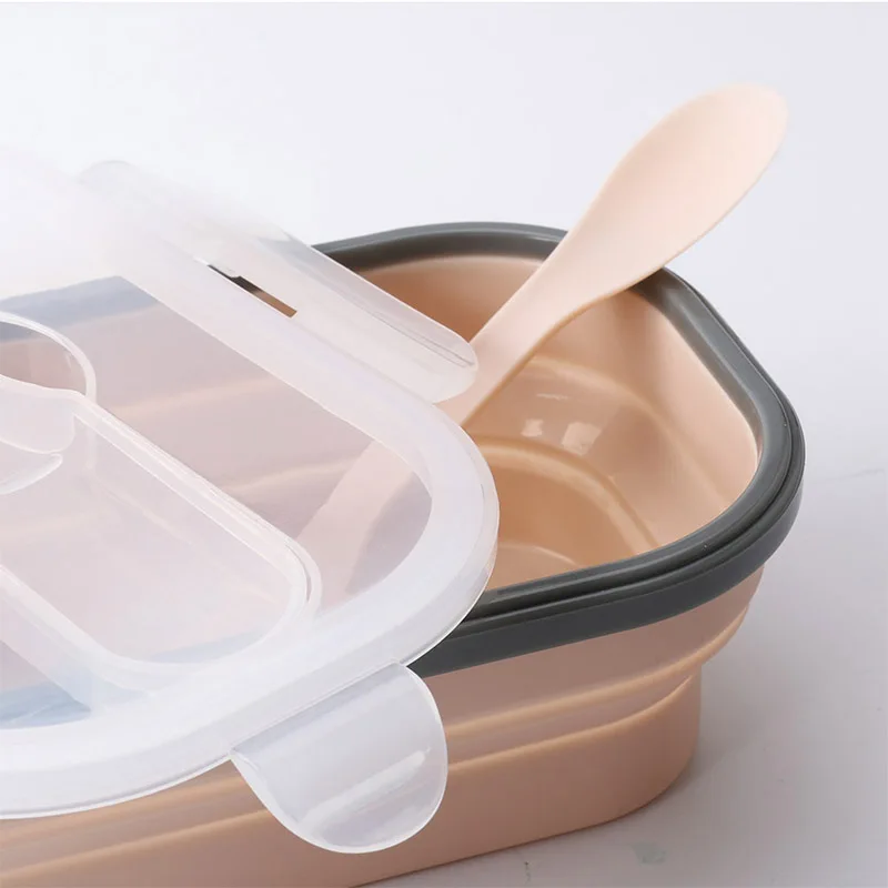 HOT Retractable Silicone Lunch Box Folding Microwave Single-layer Crisper TI99