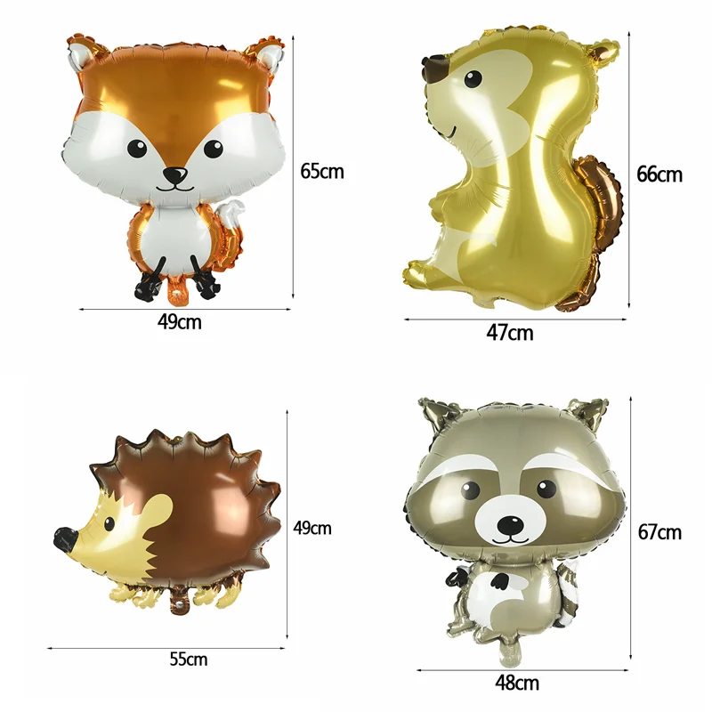 1 комплект шары из фольги с животными лисы ежик енот воздушные для животных