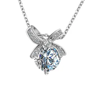 

SINTA S925 Sterling Silver Bowknot Clavicle chain Sweet Zircon Clavicle chain For Girls Birthday