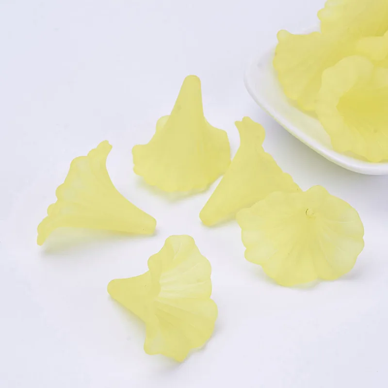 Yellow Приблизительно 135 шт/500 г 41x35 мм разноцветный прозрачный окрашенный матовый Калла Lily Floret бисер Акриловые Цветочные бусины с отверстием 3 мм - Цвет: Yellow