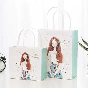 

Cute cartoon girl paper bags for gifts упаковка для подарков Birthday Party gift bags Wedding Favors and Gifts For guests 10pcs