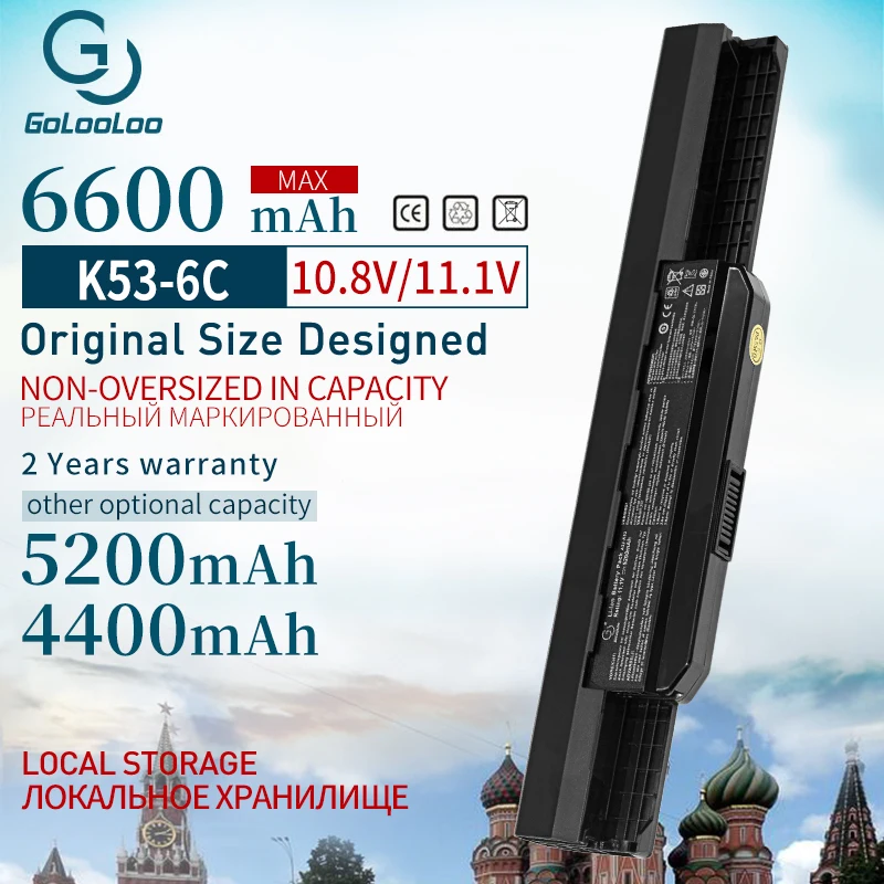 Golooloo 6 ячеек Аккумулятор для ноутбука Asus K53S K53 K53E K43E K53T K43S X43E X43S K43T K43U A53E A53S батарея