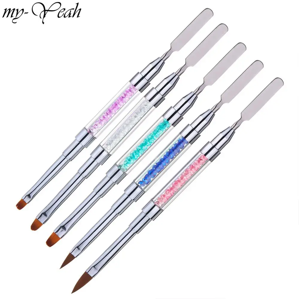 

Dual Ended Nail Art Painting Brush Acrylic UV Gel Extension Builder Drawing Rhinestone Pen Nail Gel Removal Spatula Stick