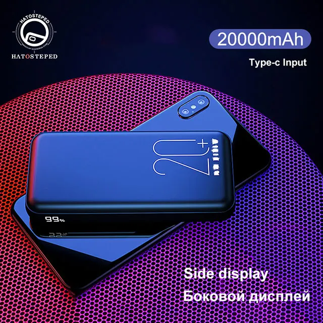 20000 мАч Мини банк питания Tpye-C Mirco USB Intput Быстрая зарядка боковой дисплей портативное зарядное устройство двойной USB быстрый выход внешний аккумулятор - Цвет: 20000mAh