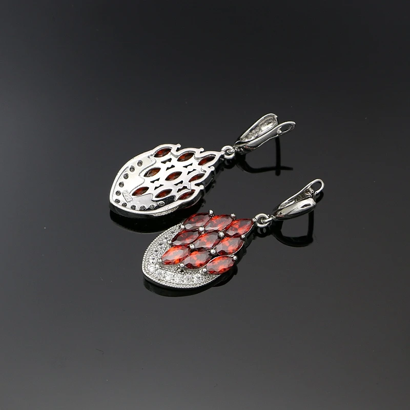 Anchor Shape Dangle Drop Long Cubic Zirconia Red Purple Crystal Earrings for Women Silver 925 Fashion Jewelry Accessories