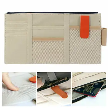 

Storage Case Pen Bill Space Saving Visor Organizer Phone Mobile Document Grid Interior Decoration Note Car Zipper Auto X7B1