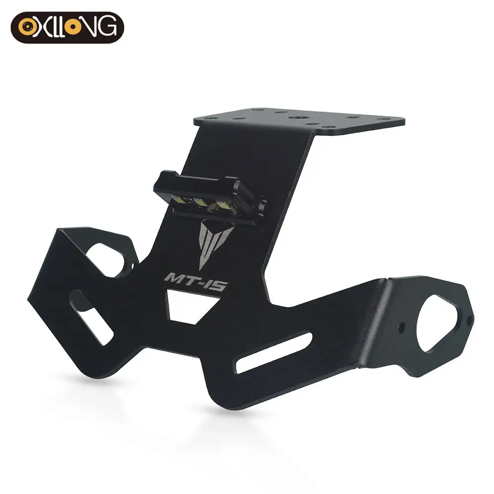 

CNC Aluminum Angle Motorcycle Rear License Plate Mount Holder Frame White LED Light for YAMAHA MT-15 MT15 MT 15 2018 2019 2020