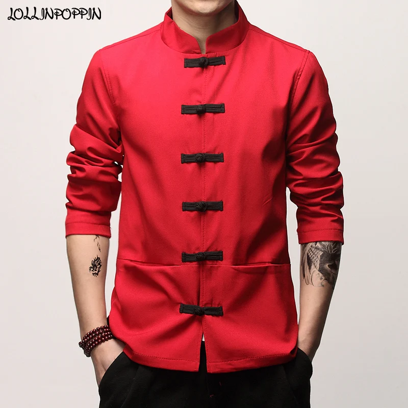 

Мужской однобортный пиджак с воротником-стойкой и застежкой-лягушкой