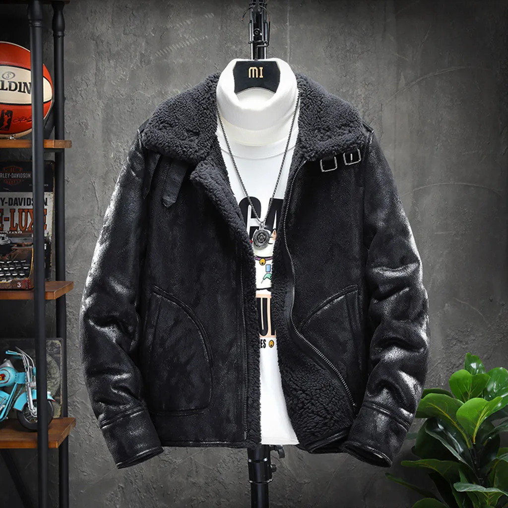 

Men In Autumn Winter Fashionable Suede Plus Flying Fur Coat Casual Coat Fashion Jacket leather Men's Fashion Winter
