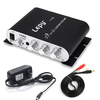 With 12V3A Power+Audio Cable Lepy LP-838 MINI Digital Hi-Fi Car Power Amplifier 2.1CH Digital Subwoofer Stereo BASS Audio Player 1