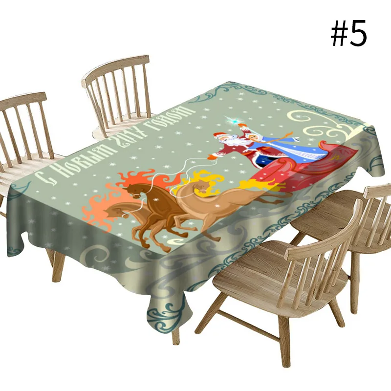 5 New Year Tablecloth Christmas Tablecloth Snow Maiden Santa Claus Table Cover Waterproof Dining Table Cover for Home Xmas Decor - Цвет: 5