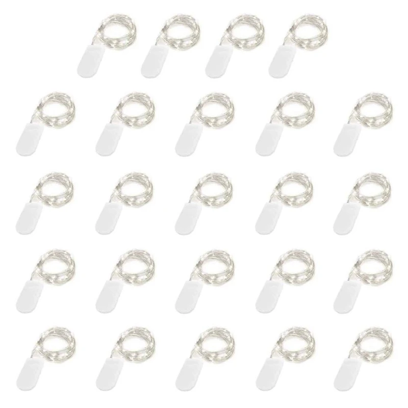 

24 Pack Fairy Lights Battery Operated 6.6Ft 20 Led Mini String Lights Silver Wire Starry Lights for DIY Wedding Party Festival H